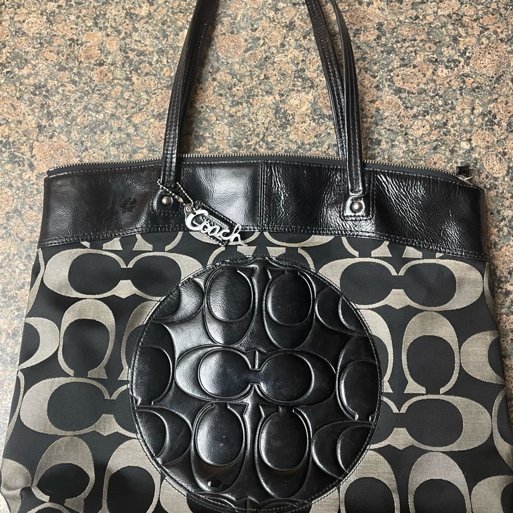 Coach Laura Tote Bag-Black and Gray